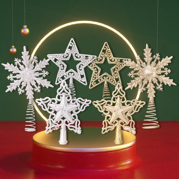 1PC 15/20cm Коледна елха Top Star Topper Пластмасова златна петолъчна звезда Xmas Party Scenes Ornament Направи си сам Нова година Home Decor Hot