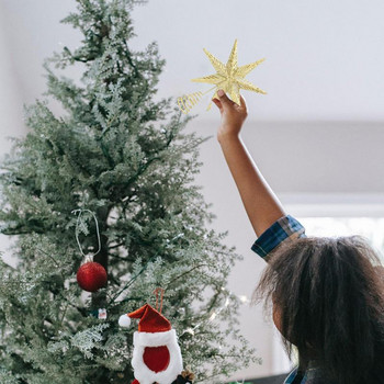 Рустик Коледна звезда Топпер за коледна елха Желязна куха звезда Коледна елха Орнаменти за коледно дърво за вътрешен офис Коледен декор