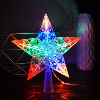 Nordic Christmas Tree Topper Star с LED светлина Батерия Crystal Bead Treetop