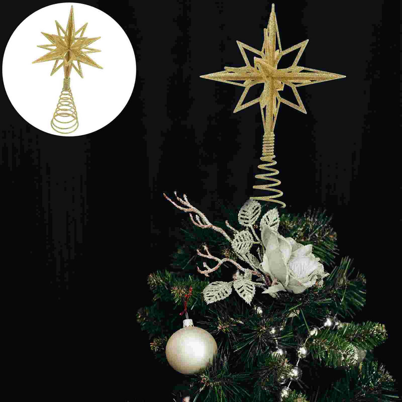 Tree Toppper Christmas Star Golden Decor Treetop õõnes ehted Kuldne Festival Ornament Decorations Lint