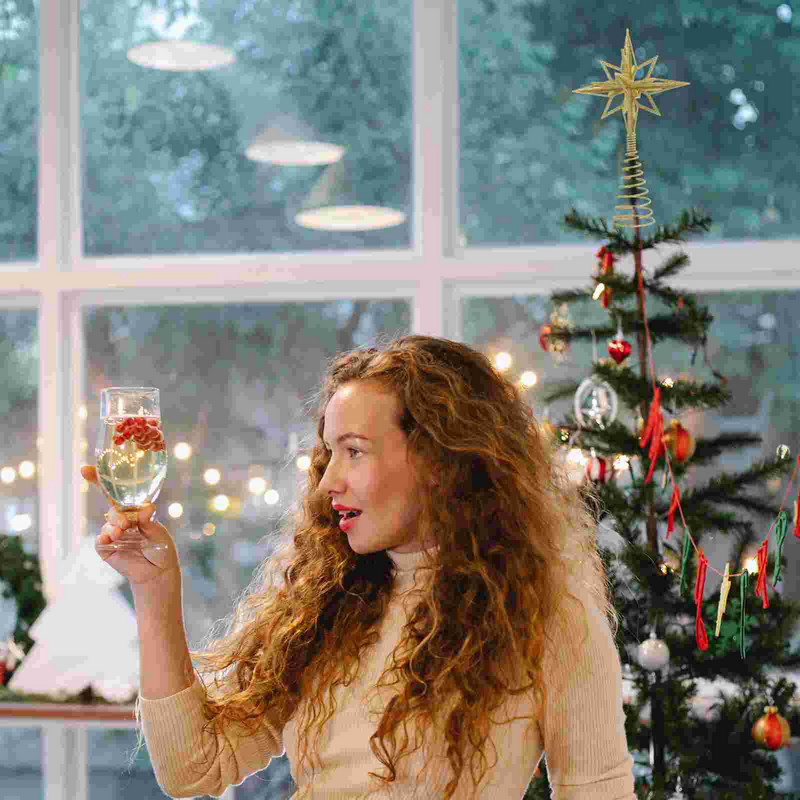 Tree Toppper Christmas Star Golden Decor Treetop õõnes ehted Kuldne Festival Ornament Decorations Lint