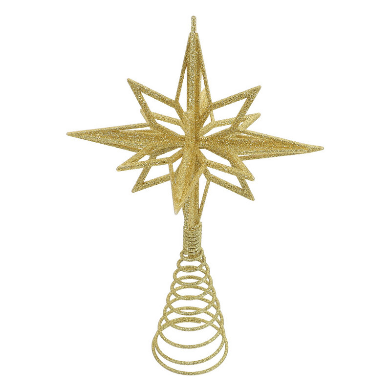 Tree Toppper Christmas Star Golden Decor Treetop õõnes ehted Kuldne Festival Ornament Decorations Lint
