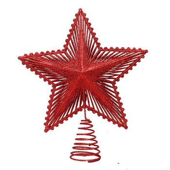 Весела Коледа Pentagram Tree Top Decor Sequin Hollow Radiation 3D Tree Top Star Коледен декор за дома Коледен орнамент Navidad