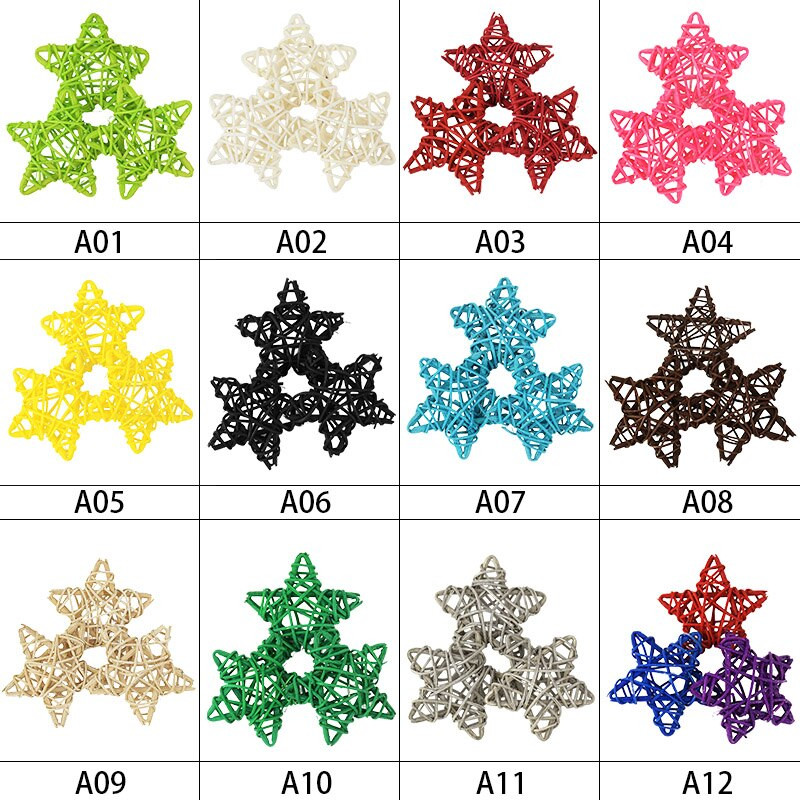 10 komada 6 cm Rattan Zvijezde Pentagram Sepak Takraw Ukrasi za božićno drvce Zvjezdice Privjesci Božićna dekoracija doma Potrepštine za svadbe