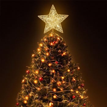 3 Χρώματα Χριστουγεννιάτικο Δέντρο Topper Star Glitter Χριστουγεννιάτικο δέντρο Κορυφαίο στολίδι Εσωτερικό πάρτι Διακόσμηση σπιτιού Κατάλληλο για χριστουγεννιάτικο δέντρο κανονικού μεγέθους