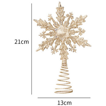 Коледна елха Topper Пет заострени кухи звезди Пудра издълбана 3D снежинка Висящи върхове на дърво Парти домашна коледна украса