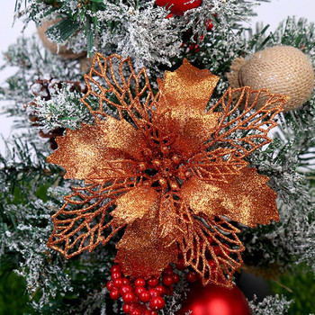 Ολοκαίνουργια διακοσμητικά Χριστουγεννιάτικα στεφάνια δημιουργούν μια χριστουγεννιάτικη ατμόσφαιρα. Χριστουγεννιάτικα Λουλούδια 10τμχ PE Baolan Bronze