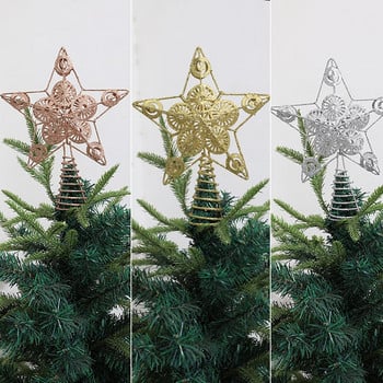Орнаменти за коледно дърво за бюро Петлъчева звезда Коледна желязна блясък Коледна елха Горна звезда