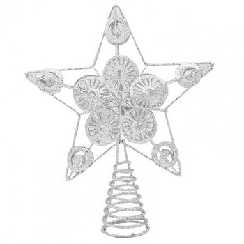 Γραφείο Χριστουγεννιάτικο Δέντρο Στολίδι Πεντάκτινο Αστέρι Xmas Iron Glitter Χριστουγεννιάτικο Δέντρο Κορυφαίο αστέρι
