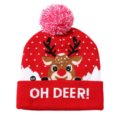 Božićni šeširi, pulover Djed Božićnjak, pletena kapa s LED svjetlom, crtanim uzorkom, božićni dar za djecu, novogodišnji pribor