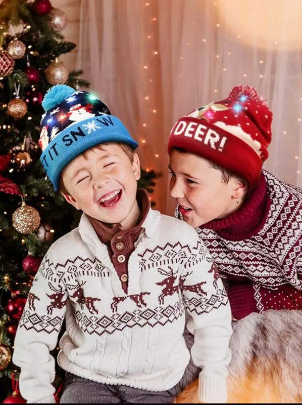 Χριστουγεννιάτικο καπέλο με Led Light Χριστουγεννιάτικο Φωτιστικό Πουλόβερ Πλεκτό Beanie Xmas Καπέλο για Ενήλικες Παιδικό Πρωτοχρονιάτικο χριστουγεννιάτικο ντεκόρ 2022