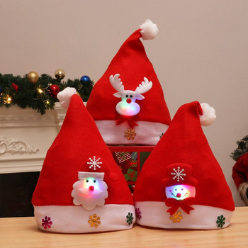 Χριστουγεννιάτικο καπέλο LED Πρωτοχρονιά Χαριτωμένα Παιδιά Ενήλικες Καπέλο Χιονάνθρωπος ElK Καπέλα Άγιου Βασίλη Κοντά βελούδινα Χριστουγεννιάτικη διακόσμηση Δώρα Πρωτοχρονιάς