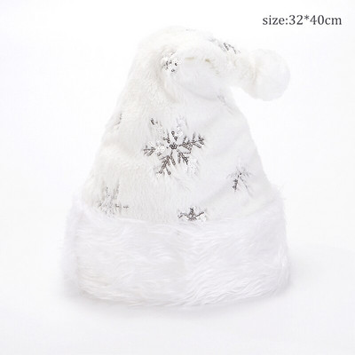 Bijeli plišani božićni šešir Zlatno srebrne perle Vez pahuljica Božićni šešir za odrasle Sretan božićni ukras Pokloni Sretna Nova godina