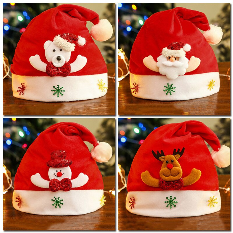 Naujos kalėdinės kepurės Suaugusiesiems Vaikams Vaikų Kostiumai Kalėdų Senelis Sniego senelis Šiaurės elnių festivalio Skrybėlių ornamentas Navidad Naujųjų Metų dovanoms
