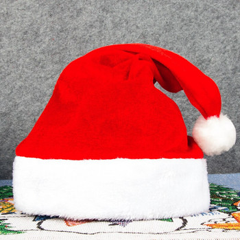 2023 Нова Коледа максимум Червено злато Копринена кадифена граница Коледна шапка за възрастни и деца Снежен човек Лос Декорация на шапка на Дядо Коледа