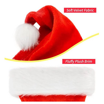 2023 Нова Коледа максимум Червено злато Копринена кадифена граница Коледна шапка за възрастни и деца Снежен човек Лос Декорация на шапка на Дядо Коледа