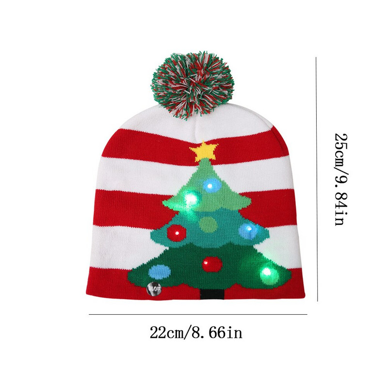Φθινοπωρινό και χειμώνα νέο χριστουγεννιάτικο καπέλο Χριστουγεννιάτικα στολίδια για ενήλικες και παιδιά γενικά πλεκτό καπέλο φωτάκια LED με μπαταρία li