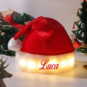 Novo personalizirano ime, božićni ugođaj, svjetleći plišani šešir Djeda Božićnjaka, božićni poklon, šešir sa svjetlom