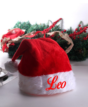 Ново персонализирано име Коледна атмосфера Декорация Светеща плюшена шапка на Дядо Коледа Персонализирано име Коледен подарък Шапка със светлина