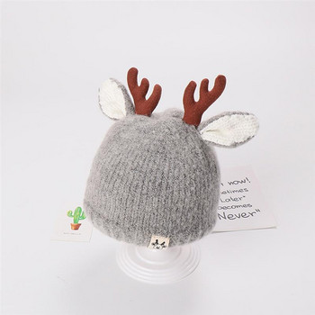 Шапка Коледна шапка Плетена детска бебешка зимна топла плетена шапка с еленски елен Бебешки деца
