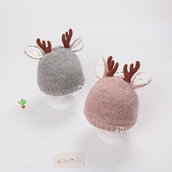 Шапка Коледна шапка Плетена детска бебешка зимна топла плетена шапка с еленски елен Бебешки деца