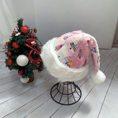 Λευκό βελούδινο χριστουγεννιάτικο καπέλο χρυσή λωρίδα νιφάδα χιονιού καπέλο Άγιου Βασίλη Χριστουγεννιάτικο ζεστό καπέλο για ενήλικες Noel Decor για το σπίτι