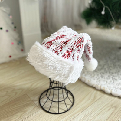 Λευκό βελούδινο χριστουγεννιάτικο καπέλο χρυσή λωρίδα νιφάδα χιονιού καπέλο Άγιου Βασίλη Χριστουγεννιάτικο ζεστό καπέλο για ενήλικες Noel Decor για το σπίτι