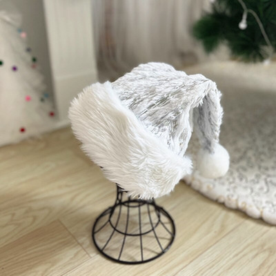 Λευκό βελούδινο χριστουγεννιάτικο καπέλο χρυσή λωρίδα νιφάδα χιονιού καπέλο Άγιου Βασίλη Χριστουγεννιάτικο ζεστό καπέλο για ενήλικες Noel Decor για το σπίτι