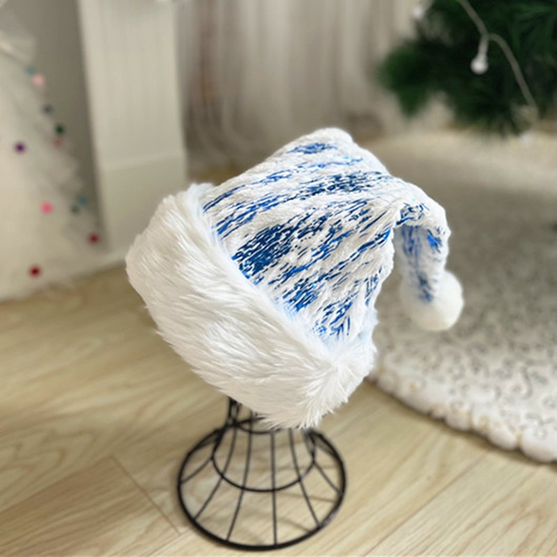 Λευκό βελούδινο χριστουγεννιάτικο καπέλο χρυσή λωρίδα νιφάδα χιονιού καπέλο Άγιου Βασίλη Χριστουγεννιάτικο ζεστό καπέλο για ενήλικες Noel Decor για το σπίτι