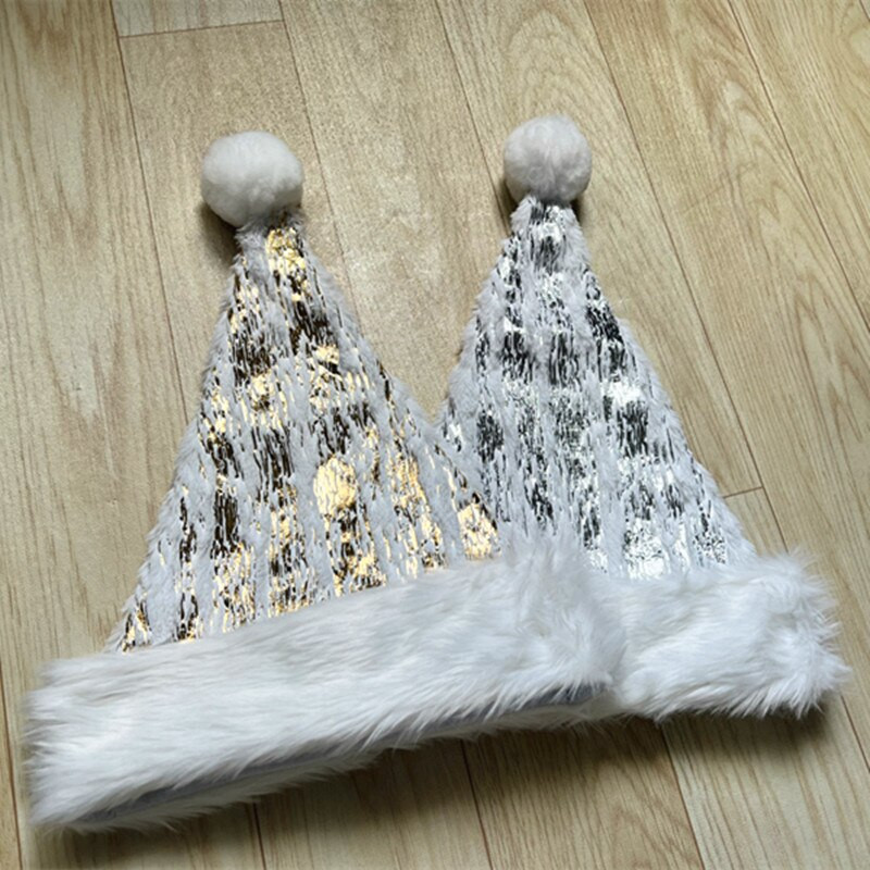 Λευκό βελούδινο χριστουγεννιάτικο καπέλο χρυσή λωρίδα νιφάδα χιονιού καπέλο Άγιου Βασίλη Χριστουγεννιάτικο ζεστό καπέλο για ενήλικες Noel Decor για το σπίτι