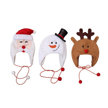 2023 Коледна шапка Коледна елха Шапка Декорация Шапка за възрастни деца Детска полирана кърпа Дълго въже Карикатура Снежен човек Шапка на лос