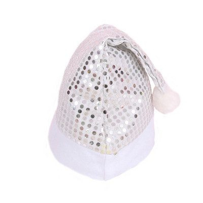 Pălărie cu paiete cu sclipici de Crăciun, cu minge de pluș, Moș Crăciun pentru adulți, copii, recuzită de vacanță, pălării de petrecere de revelion, 2022 nou