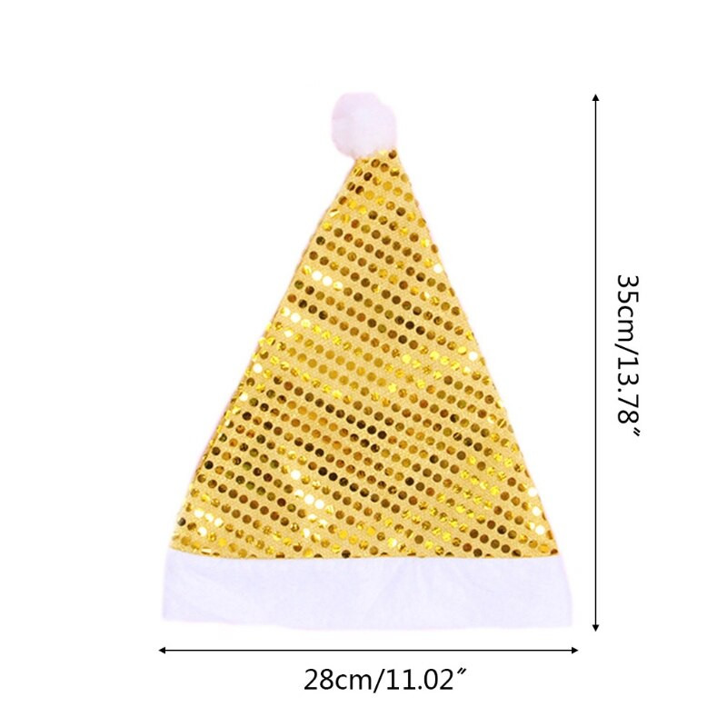 Pălărie cu paiete cu sclipici de Crăciun, cu minge de pluș, Moș Crăciun pentru adulți, copii, recuzită de vacanță, pălării de petrecere de revelion, 2022 nou