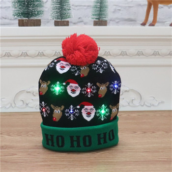 Πλεκτό καπέλο LED Χριστουγεννιάτικο δώρο για παιδιά 2022 Χριστουγεννιάτικες διακοσμήσεις 2023 Διακόσμηση Πρωτοχρονιάς Πουλόβερ Άγιος Βασίλης Elk Snowman Beanie Καπέλο