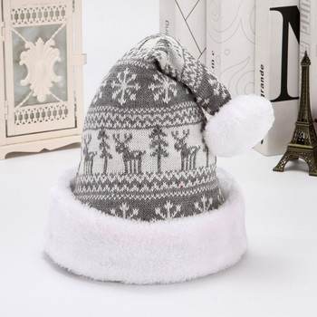 2023 Нова плетена вълнена коледна шапка със снежен елен 30*40 см Зимна шапка за възрастни, деца Декорация Коледна атмосфера Оформление