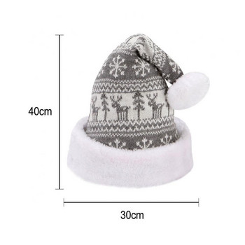 Плетена коледна шапка със снежинка и лосове, зимна плътна плетена кадифена кърпа, коледна шапка за възрастни, новогодишно парти, коледни подаръци