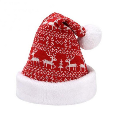 Lumehelbepõdraga kootud jõulumüts Talvine paks kootud sametkangast Täiskasvanute jõulumüts Uusaasta pidu jõulukingid