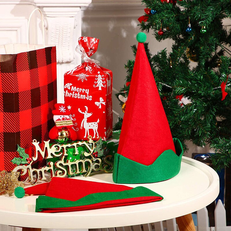 Vintage κόκκινο πράσινο χριστουγεννιάτικο καπέλο Άγιου Βασίλη Καπέλο ξωτικό καπέλο μυτερό καπέλο για ενήλικες Παιδικό Χριστουγεννιάτικο πάρτι