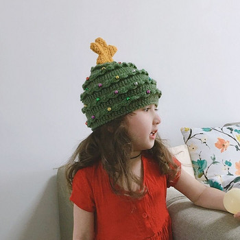 Шапка Коледна зимна шапка Детска плетена шапка за дърво Ски Детски шапки Сняг Ветроустойчиви Коледни топли плетени на една кука шапки за малки деца