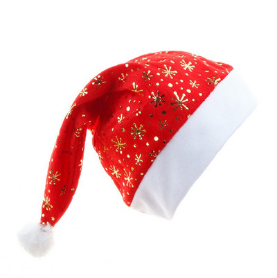 Nova kratka plišana božićna kapa Božićna zlatna baršunasta kapa sa zvijezdama od flanela Šešir Djeda Mraza Kapa za blagdansku zabavu Dekoracija za glavu
