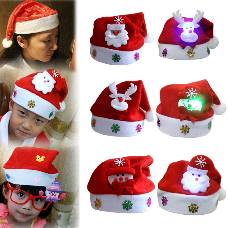 Jõulud LED-müts uusaasta armas lapsed täiskasvanud müts Navidad lapsed tüdruku müts uusaasta kostüüm Jõuluvana jõulud talvekingitus