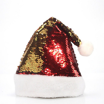 Flip Sequin Lühike plüüsist jõulumüts Noel Läikiv Natal Hat Merry Christmas Decor Kingitus Head uut aastat 2023 Navidad Favor