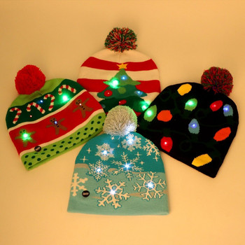 OurWarm Led Light Βαμβακερό Χριστουγεννιάτικο Καπέλο Πλεκτό Καπέλο Beanie Παιδικά Ενήλικες Παιδικό Καπέλο Διακόσμηση Χριστουγεννιάτικου πάρτι Δώρα Πρωτοχρονιάς