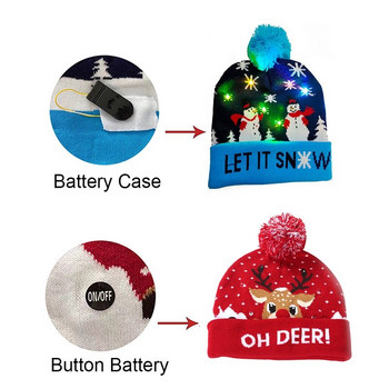2023 Нова година LED Коледна шапка Пуловер Плетена шапка с LED светлина Коледен подарък за деца Коледна новогодишна украса