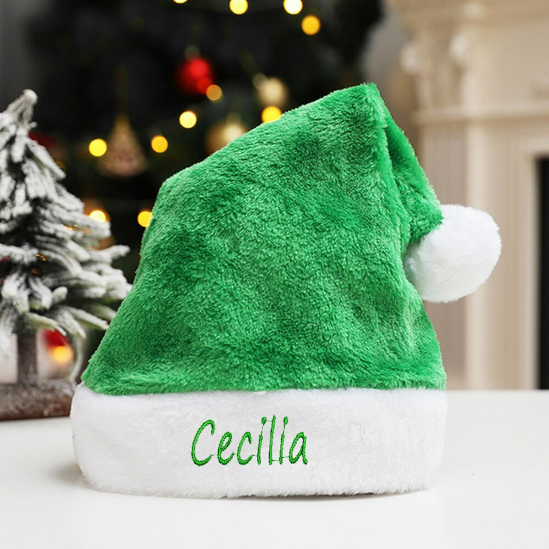 Tikitud nimega mütsid jõuludeks Isikupärastatud uusaasta täiskasvanutele mõeldud jõuluvana müts X-Mas peomüts Unikaalsed kohandatud jõulukingid