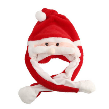 Λαμπερό βελούδινο καπέλο Άγιου Βασίλη με κινούμενη γενειάδα, χαριτωμένα αστεία χριστουγεννιάτικα καπέλα LED για χριστουγεννιάτικο πάρτι Cosplay Decor
