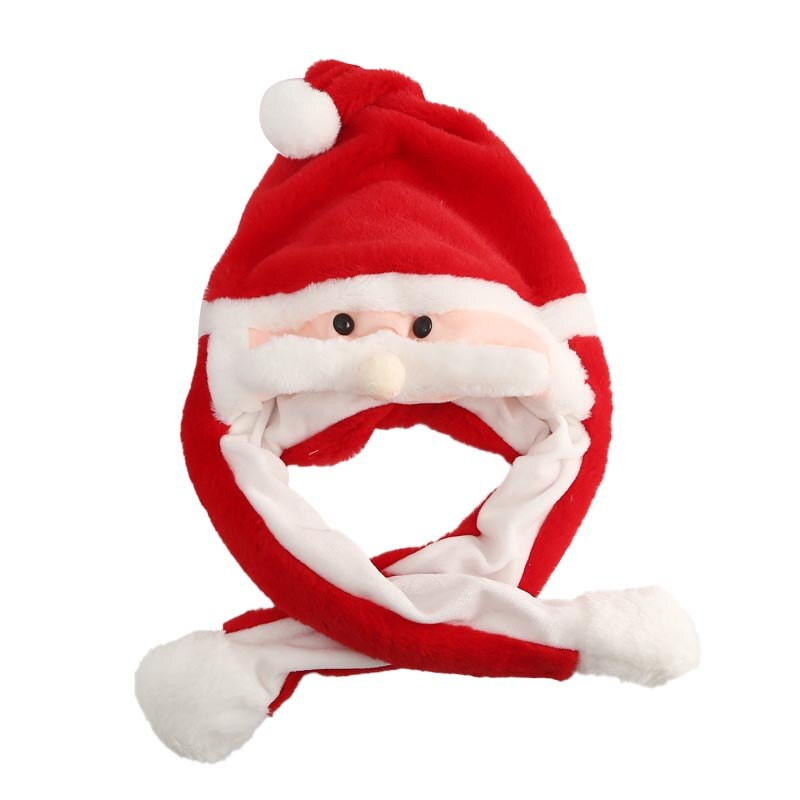 Helendav Plush Jõuluvanamüts liikuva hüppehabemega Armsad ja naljakad LED-tuledega jõulumütsid jõulupeoks Cosplay-kaunistusega kingitus