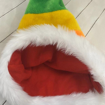 Χριστουγεννιάτικο καπέλο Rainbow 32*54cm Λούτρινο καπέλο Χρώμα Ραφή Προσωποποιημένο Atmosphere Διακοσμητικό Καπέλο 2022 Νέα Δωρεάν αποστολή