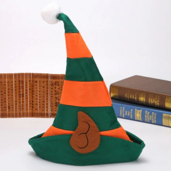 Коледна празнична шапка Unsiex Little Elf Cosplay Elf Ear Orange Red Stripe Pattern