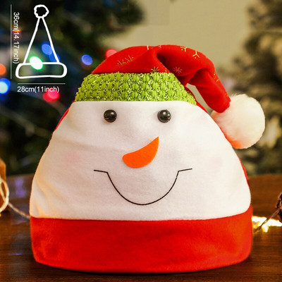 Весела Коледа Шапки с LED светеща декорация Орнамент Xmas Navidad Подаръци Честита Нова Година Шапка Снежен човек ElK Дядо Коледа за дете